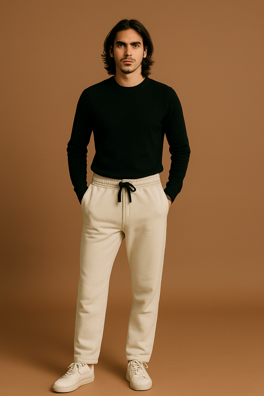 Gentix Sweatpants – Beige mit schwarzem Kordelzug